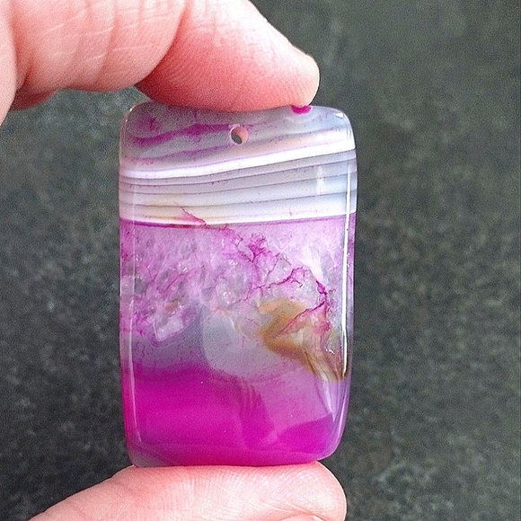 Endless Jewelry Creations Jewelry - Rectangle Pink Agate Gemstone Pendant